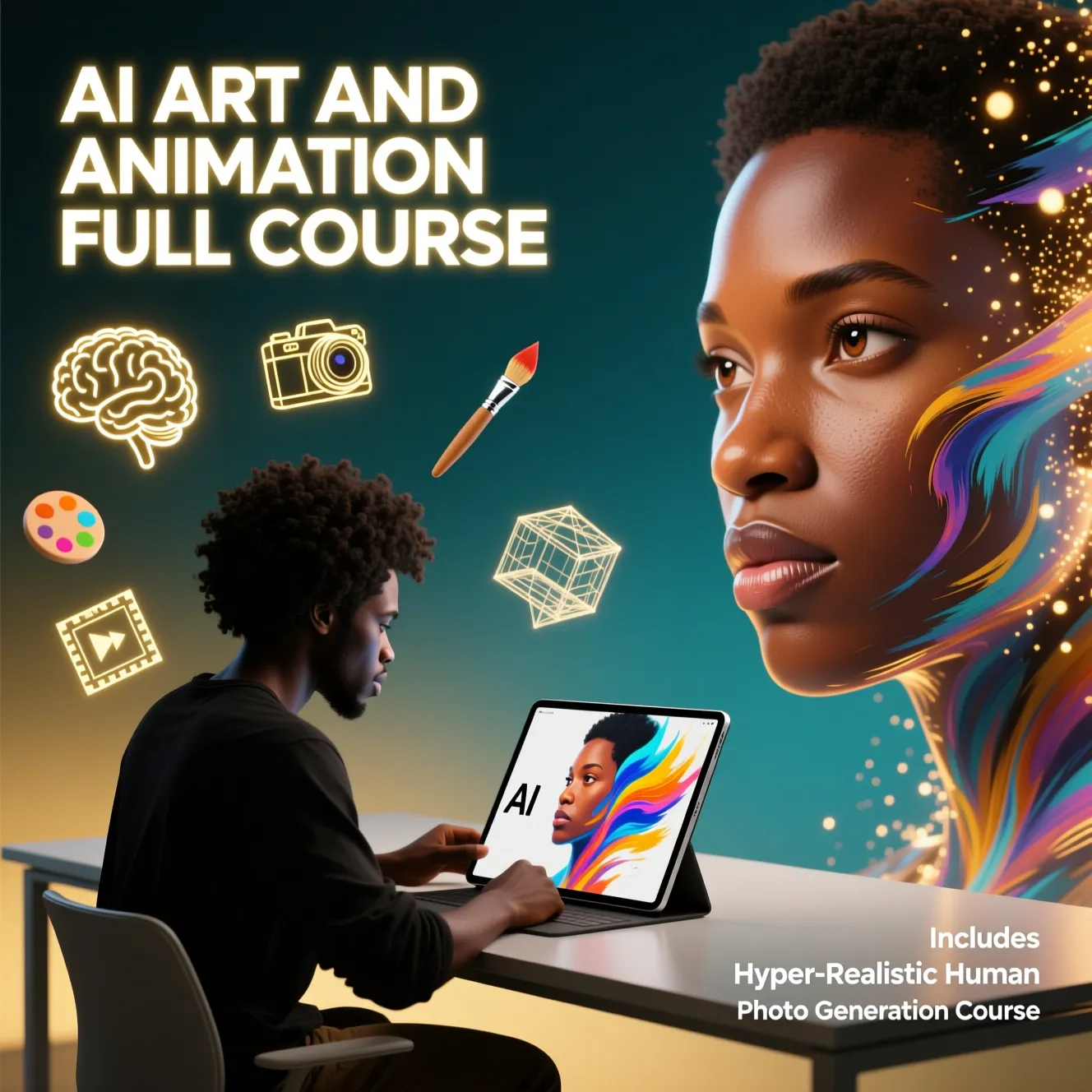 AI ART AND ANIMATION FULL COURSE WITH HYPER REALISTIC HUMAN PHOTO GEN COURSE